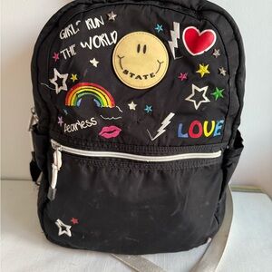 STATE Kids' Black Backpack with Fun Patches